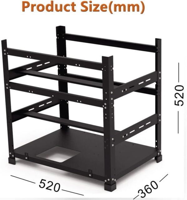 Mining Rig Frame for 12GPU, Steel Open Air Miner Mining Frame Rig Case, Support to Dual Power Supply for Crypto Coin Currency Bitcoin ETH ETC ZEC Mining Tools - Frame Only, Fans & GPU is not Included - Image 7