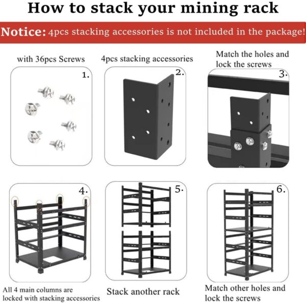 Mining Rig Frame for 12GPU, Steel Open Air Miner Mining Frame Rig Case, Support to Dual Power Supply for Crypto Coin Currency Bitcoin ETH ETC ZEC Mining Tools - Frame Only, Fans & GPU is not Included - Image 8