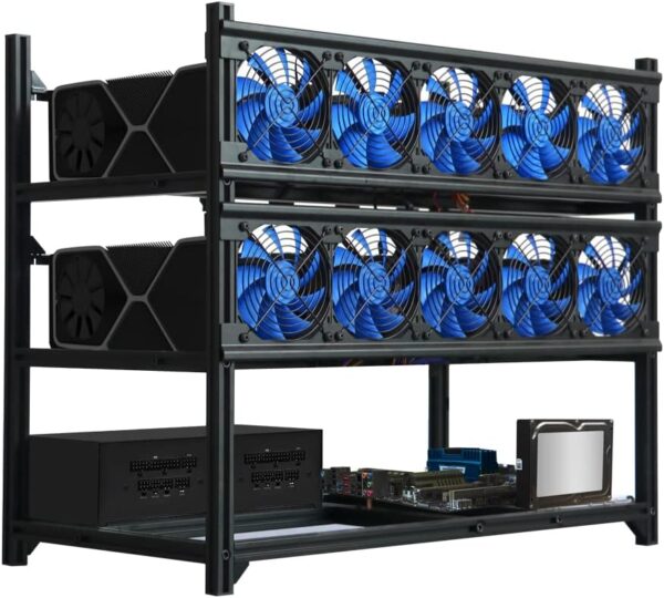 Kingwin Miner Rig Case Aluminum W/6 or 8 GPU Mining Stackable Frame Expert Crypto Mining Rack for Ethereum Classic, Flux, Ergo, Neoxa, Ravencoin–Improve GPU Air Flow Cryptocurrency, Test Bench PC Case - Image 8