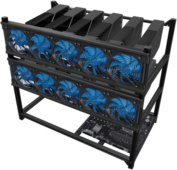 Kingwin Miner Rig Case Aluminum W/6 or 8 GPU Mining Stackable Frame Expert Crypto Mining Rack for Ethereum Classic, Flux, Ergo, Neoxa, Ravencoin–Improve GPU Air Flow Cryptocurrency, Test Bench PC Case - Image 9