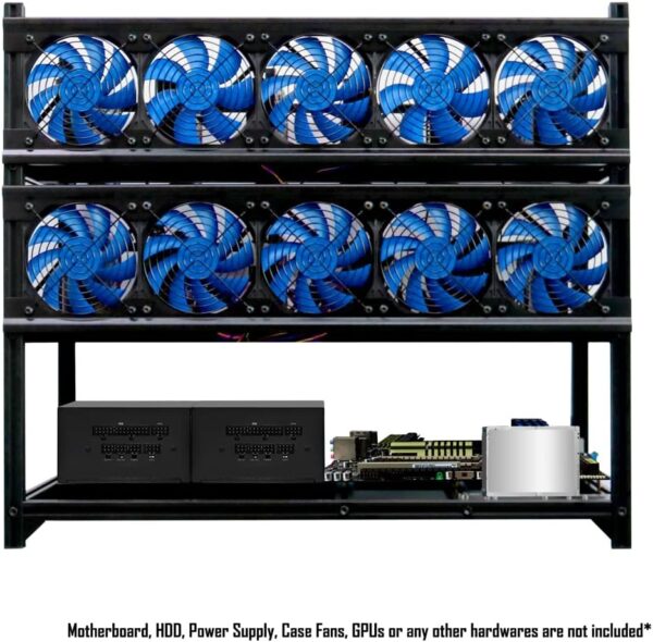 Kingwin Miner Rig Case Aluminum W/6 or 8 GPU Mining Stackable Frame Expert Crypto Mining Rack for Ethereum Classic, Flux, Ergo, Neoxa, Ravencoin–Improve GPU Air Flow Cryptocurrency, Test Bench PC Case - Image 10