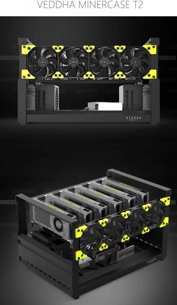 HLL Professional 6/8 GPU Miner Mining Case Aluminum Frame Mining Rig for ETH ZEC/Bitcoin Crypto Coin Currency Mining Veddha (6GPU) - Image 10