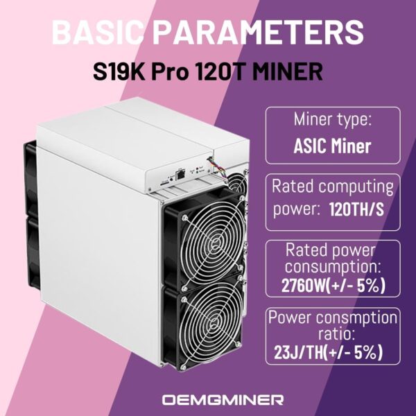 New Antminer S19k pro 120T Asic Miner 2760W Bitmain Crypto BTC Bitcoin Miner Mining Include PSU in Stock by OEMGMINER (S19k Pro 120T 2760W) - Image 2