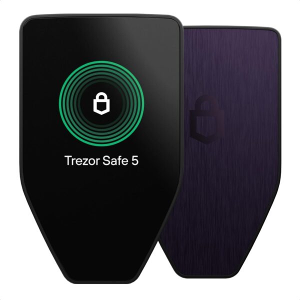 Trezor Safe 5 - Crypto Hardware Wallet with Secure Element & Passphrase, Color Touchscreen, Haptic Feedback, Bitcoin Security, Supports 1000s Coins & Tokens, Quick & Simple Setup (Violet Ore)