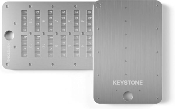 KEYSTONE Crypto Seed Storage, Cryptosteel Capsule Metal Wallet, Cold Storage Backup, 24 Words Bitcoin Key Phrase Storage, Steel Plate, Compatible with Ledger, Trezor, KeepKey (Keystone Tablet Plus)