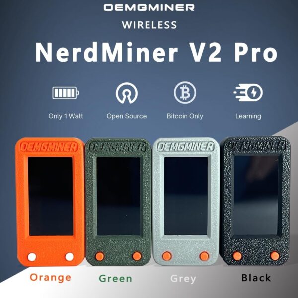 NerdMiner V2 Pro 78KH/s T-Display S3 Bitcoin Solo Lottery Miner Win 3.125 BTC with Low Power Consumption - WiFi Connection, and USB-C Power (NerdMiner V2 Pro-Orange) - Image 2