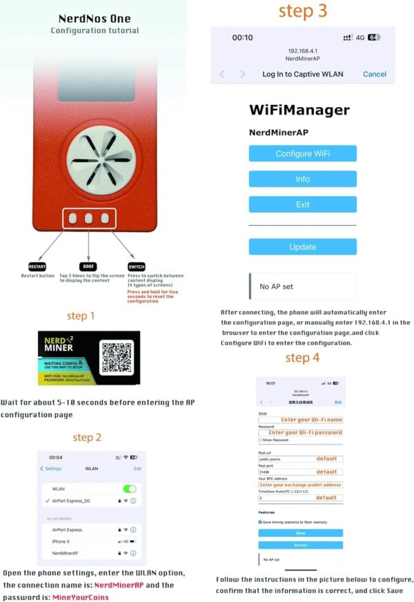 NerdMiner Nerdnos One - 200GH/s 8W Bitcoin Asic Miner Win 3.125 BTC Solo Lottery Miner with Low Power Consumption WiFi Connection with USB-C Cable - Image 6