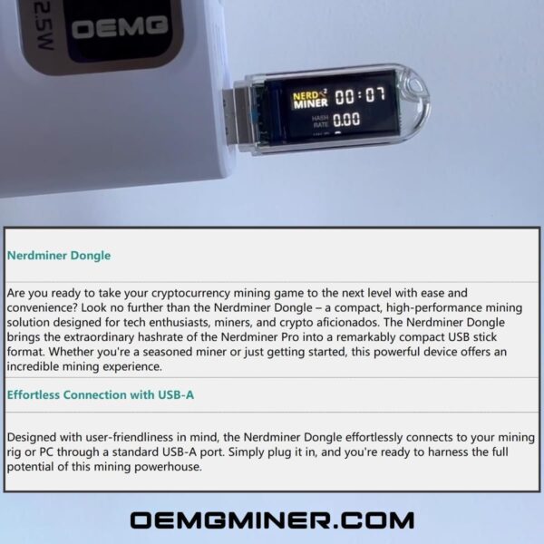 NerdMiner V2 Dongle USB 70-75KH 1W T-Display S3 Bitcoin Solo Lottery Miner with Low Power Win 6.25 BTC Consumption - WiFi Connection, and USB-A Power (USB-73KH/s) - Image 5