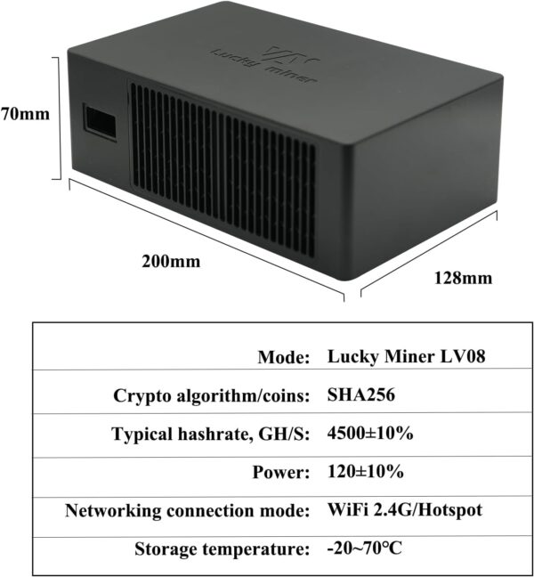 Bitcoins Miner 4.5TH/S Solo Miner LV08 SHA-256 Asic Chip Low Noise Lottery Miner 2.4G WiFi Bitcoins Mining Machine Home Use - Image 2