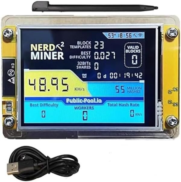 Bitcoins Miner USB NerdMiner V2 ESP32 Hashrate 54K/S 2.8 Inch Smart Display Crypto Solo Lottery Miner btc miner Solo miner Mining Machine Cryptocurrency Miners DIY Miner - Image 2