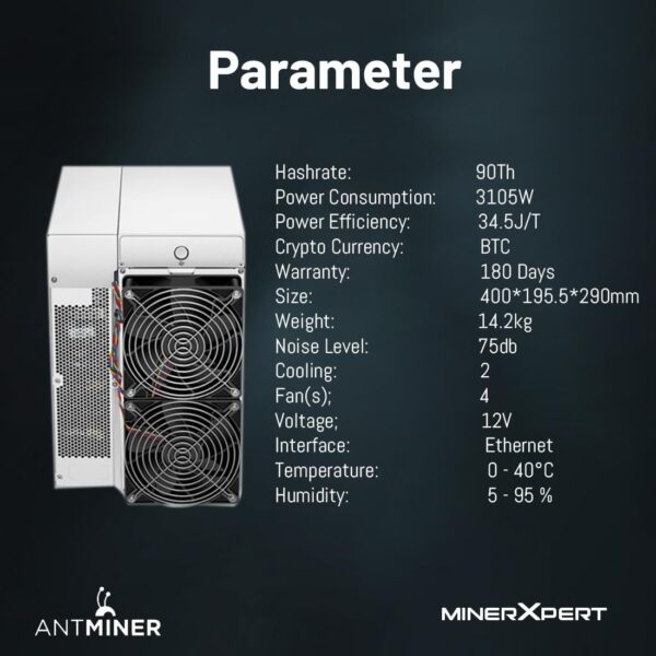 MinerXpert Antminer S19 90T 3105W BTC/BCH Miner Power Supply Included - Image 7